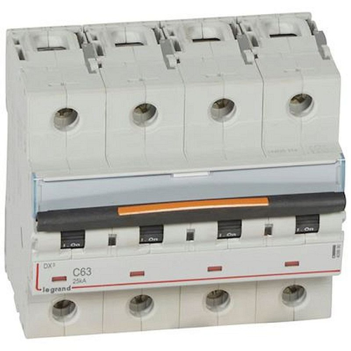 Disjoncteur DX³ 25kA arrivée haut/départ bas vis 4P 400V~ 63A courbe C 6 modules-409800-3245064098007-LEGRAND