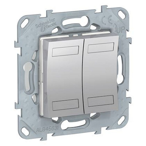 Unica KNX - bouton-poussoir 4 boutons + led - avec support - Alu-NU553130-3606489699802-SCHNEIDER ELECTRIC FRANCE