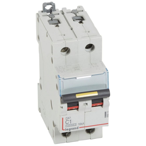 Disj. DX³ 1000kA 16kA arrivée haute/départ bas à vis 1A -courbe C -2 modules-409213-3245064092135-LEGRAND