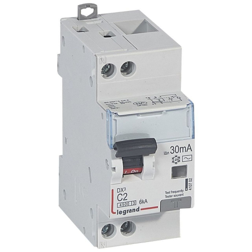 Disjoncteur diff DX³ 4500 -vis/vis -U+N 230V~ 2A - typeAC -30mA -courbe C - 2M-410702-3245064107020-LEGRAND