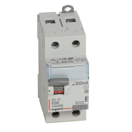 Interrupteur différentiel DX³-ID haut/bas vis - 2P 230V~ 63A typeAC 300mA -2 mod-411526-3245064115261-LEGRAND