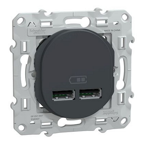 Ovalis - double chargeur USB A+A 10,5W - Anthracite-S340407-3606482162860-SCHNEIDER ELECTRIC FRANCE