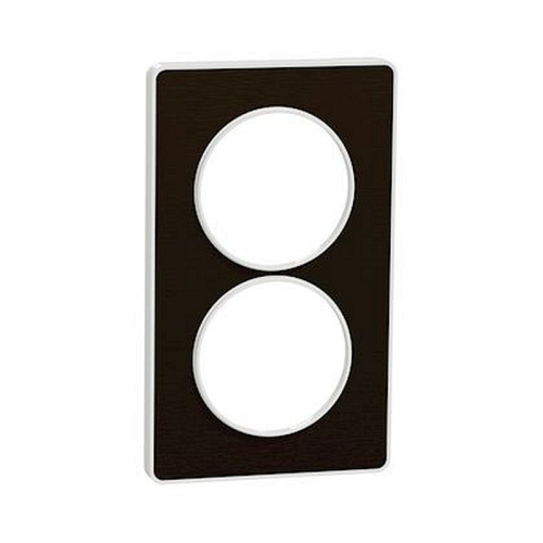 Odace Touch, plaque Bronze brossé avec liseré Blanc 2 postes verticaux 57mm-S520814L-3606480318832-SCHNEIDER ELECTRIC FRANCE