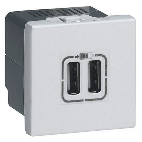 Chargeur 2 USB Type-A 2,4A 5V= 12W Mosaic 2 modules 230V - alu-079394-3245060793944-LEGRAND