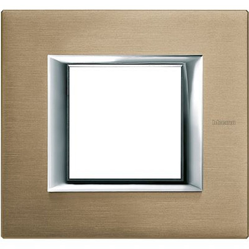 Plaque rectangulaire Axolute Aluminium brossé 2 modules - Titane-HA4802NX-8012199785530-BTICINO