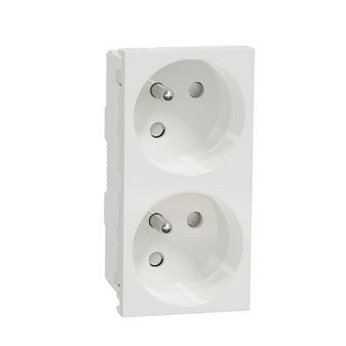 Unica - prise double 2P+T - FR - 45DEG - goul - connex rapide - Blanc - méca seu-NU306918T-3606489454500-SCHNEIDER ELECTRIC FRANCE