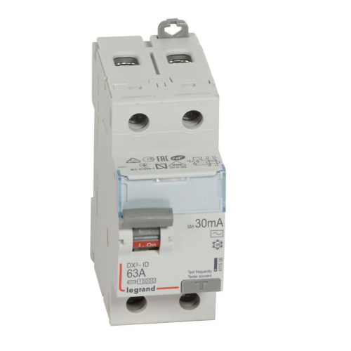 Interrupteur différentiel DX³-ID haut/bas vis - 2P 230V~ 63A typeAC 30mA - 2 mod-411506-3245064115063-LEGRAND