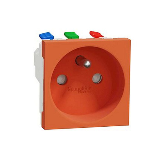 Unica - prise 2P+T - FR - 90DEG - raccord rapide traversant - Orange - méca seul-NU305961-3606489454302-SCHNEIDER ELECTRIC FRANCE