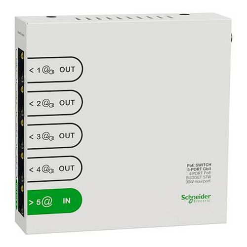 Resi9 SWITCH ETHERNET 5 PORTS, 4 PORTS 1GBIT POE 30 W MAX, BUDGET TOTAL 57 W-R9H5SWP57-3606482140547-SCHNEIDER ELECTRIC FRANCE