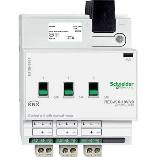 KNX - actionneur pour interfaces 1-10 V - 3 sorties - 16A cos0,6 - 8 pas de 9mm-MTN646991-3606485100036-SCHNEIDER ELECTRIC FRANCE