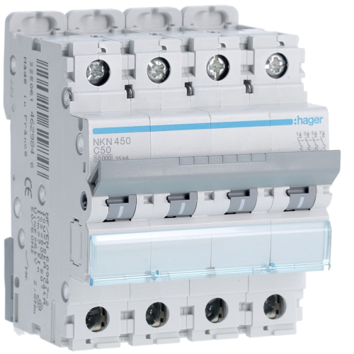 Disjoncteur 4P 10-15kA courbe C - 50A 4 modules-NKN450-3250614629846-HAGER