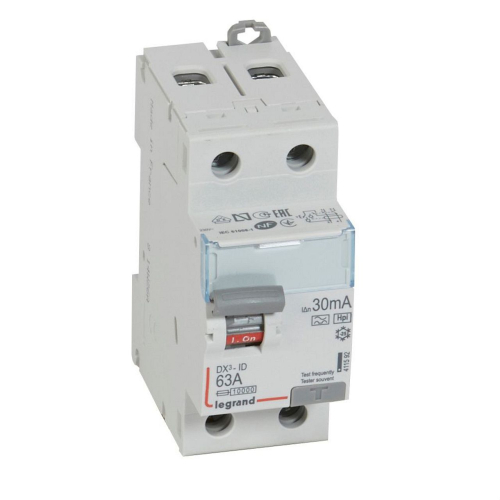 Interrupteur différentiel DX³-ID haut/bas vis - 2P 230V~ 63A typeF 30mA - 2 mod-411592-3245064115926-LEGRAND