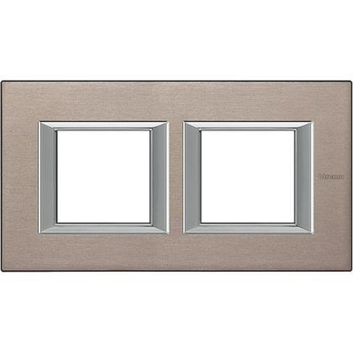 Plaque rectangulaire Axolute Aluminium brossé 2+2 modules horizontal - Titane-HA4802M2HNX-8012199958743-BTICINO