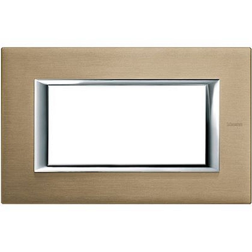 Plaque rectangulaire Axolute Aluminium brossé 4 modules - Titane-HA4804NX-8012199761138-BTICINO