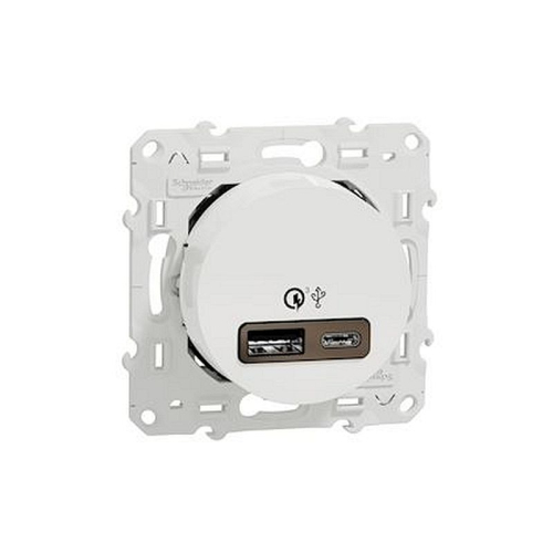 Odace - prise USB double - charge rapide - type A+C - blanc - 18W - 3,4A-S520219-3606481806987-SCHNEIDER ELECTRIC FRANCE