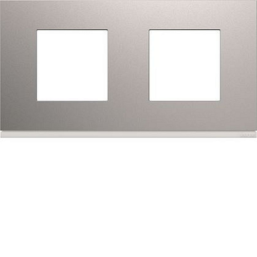 Plaque gallery plastique peint 2 postes horizontale 71mm titane-WXP0112-3250617199254-HAGER