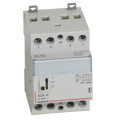 Contacteur puissance CX³ silencieux bobine 230V~ -4P 400V~ 40A - 4F -3 modules-412562-3245064125628-LEGRAND