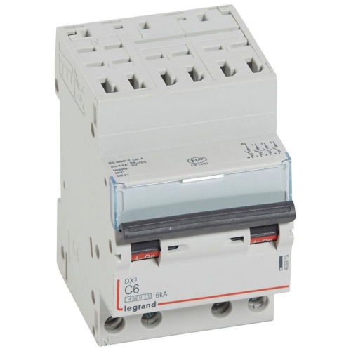 Disjoncteur DX³ 4500 - auto/vis - 4P - 400V~~ - 6A - 6kA - courbe C - 3 modules-406915-3245064069151-LEGRAND