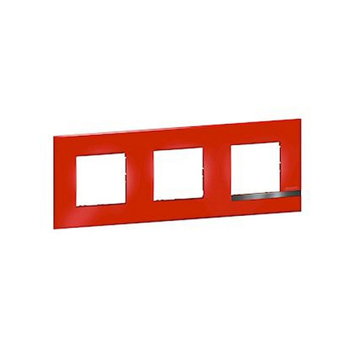 Plaque Altège Déco 3 postes Rubis - rouge brillant avec liseré effet aluminium-BTAL9RU3-8005543602003-BTICINO