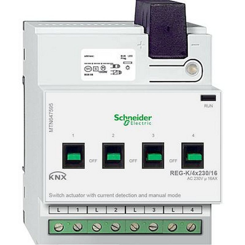 KNX - actionn. de commutation - 4x230V - 16A - à détection courant+cde manuelle-MTN647595-3606485100067-SCHNEIDER ELECTRIC FRANCE