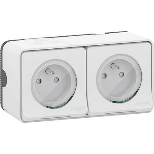 Mureva Styl - Double prise 2P+T précâblée horiz - saillie - IP55 - IK08 - blanc-MUR36027-3606480789700-SCHNEIDER ELECTRIC FRANCE