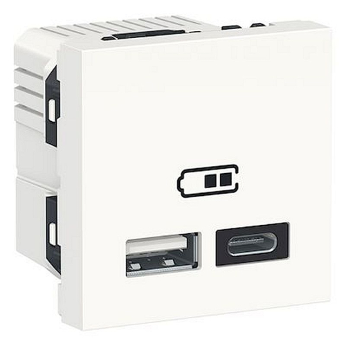 Unica - chargeur USB double - 5Vcc - 2,4A type A+C - 2 modul - blanc - méca seul-NU301818-3606489516833-SCHNEIDER ELECTRIC FRANCE