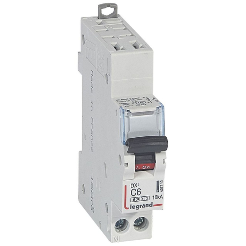 Disjoncteur DX³ 6000 - auto/vis - U+N - 230V~ - 6 A - 10 kA - courbe C - 1M-407710-3245064077101-LEGRAND