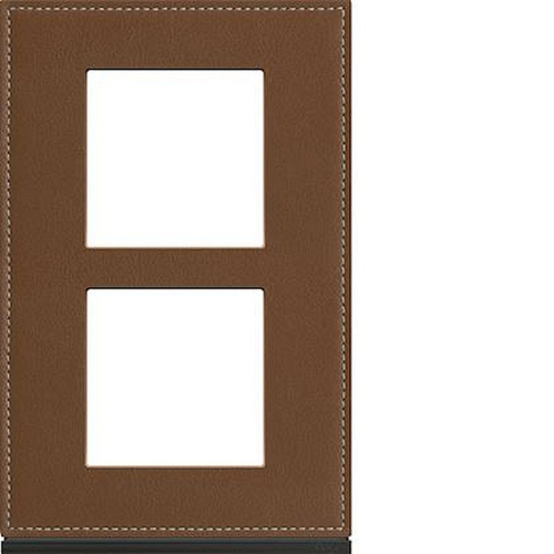 Plaque gallery 2 postes verticale 57mm matiere coffee leather-WXP4922-3250617196703-HAGER