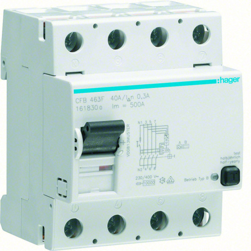 Interrupteur différentiel 4P 63A 300mA type B NK-CFB463F-3250611618317-HAGER