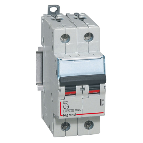 Disjoncteur DX³6000 10kA arrivée haut/départ bas vis 2P 6A courbe C - 2 modules-407780-3245064077804-LEGRAND