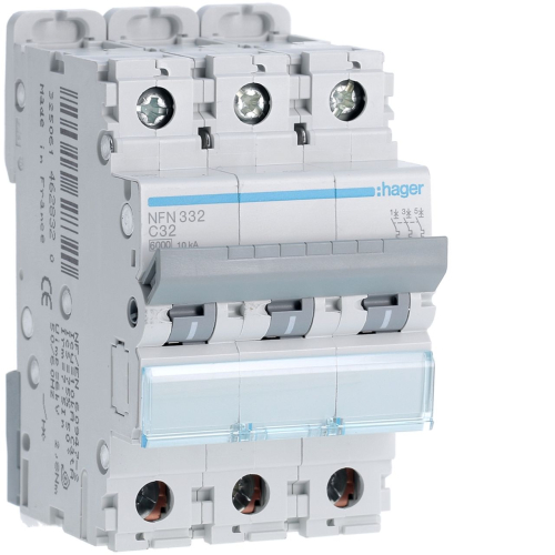 Disjoncteur 3P 6-10kA courbe C - 32A 3 modules-NFN332-3250614628320-HAGER