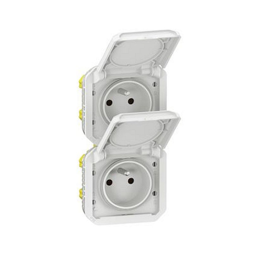 Prise de courant 2x2P+T verticale Plexo composable blanc-069643L-3414971880719-LEGRAND