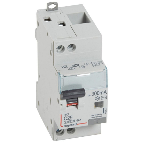 Disjoncteur diff DX³ 4500 - vis/vis -U+N 230V~ 25A -typeAC -300mA -courbe C - 2M-410727-3245064107273-LEGRAND