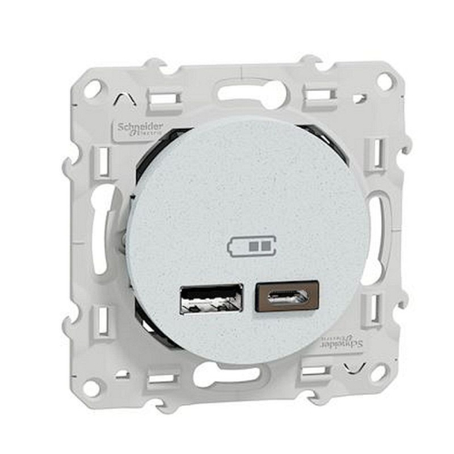 Odace - prise USB double - type A+C - Blanc Recyclé - 5 Vcc - 2,4A-S510401-3606482077836-SCHNEIDER ELECTRIC FRANCE