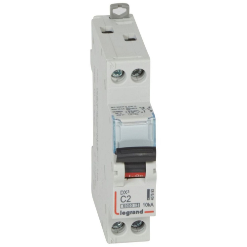 Disjoncteur DX³6000 10kA arrivée haut/départ bas vis U+N 2A courbe C - 1 module-407693-3245064076937-LEGRAND