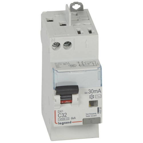 Disjoncteur diff DX³ 4500 - vis/auto -U+N 230V~ 32A -typeAC - 30mA -courbe C -2M-410720-3245064107204-LEGRAND