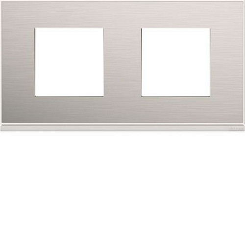 Plaque gallery 2 postes horizontale 71mm placage aluminium-WXP2012-3250617195225-HAGER