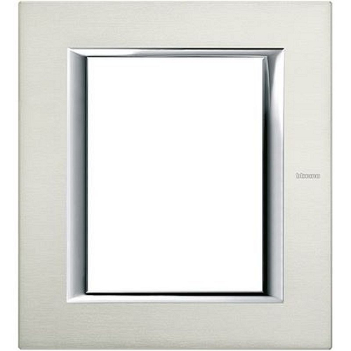 Plaque rectangulaire Axolute Aluminium brossé 3+3 modules - Naturel-HA4826XC-8012199761336-BTICINO