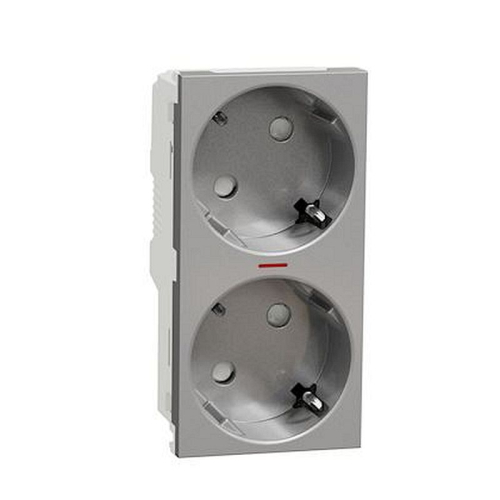 Unica - prise double lum 2P+T - DE - 45DEG - bornier à vis - Aluminium - méca se-NU306730AS-3606489454401-SCHNEIDER ELECTRIC FRANCE