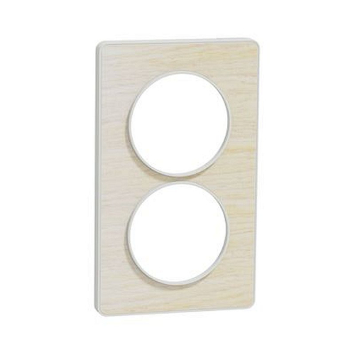 Odace Touch, plaque Bois nordique avec liseré Blanc 2 postes verticaux 57mm-S520814M-3606480318894-SCHNEIDER ELECTRIC FRANCE