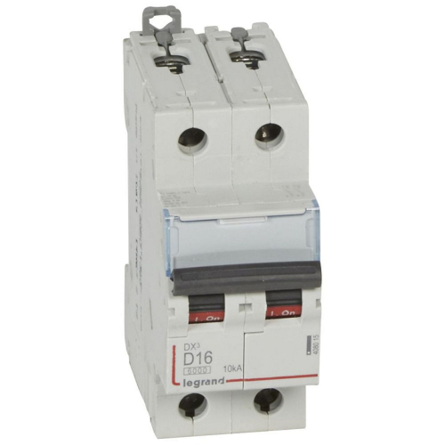 Disjoncteur DX³6000 10kA arrivée haut/départ bas vis 2P 16A courbe D - 2 modules-408015-3245064080156-LEGRAND