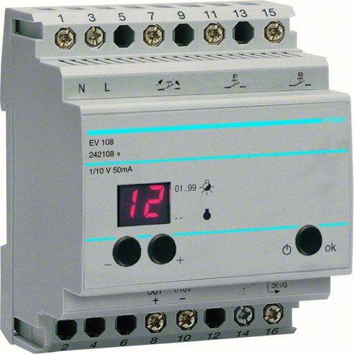 Télévariateur pilote 1-10 V avec afficheur-EV108-3250612421084-HAGER