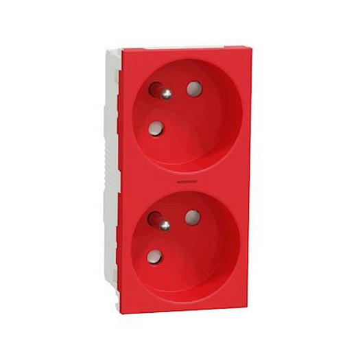 Unica - prise double lum 2P+T - FR - 45DEG - connexion rapide - Rouge - méca seu-NU306903S-3606489454456-SCHNEIDER ELECTRIC FRANCE