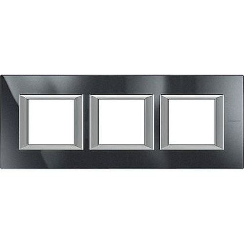 Plaque rectangulaire Axolute Aluminium monochrome 2+2+2mod horiz - Anthracite-HA4802M3HHS-8005543513767-BTICINO