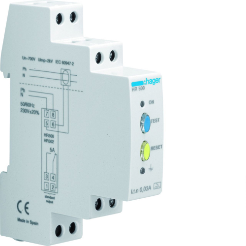 Relais différentiel 0.03A déclenchement instantané sensibilité fixe-HR500-3250613281298-HAGER