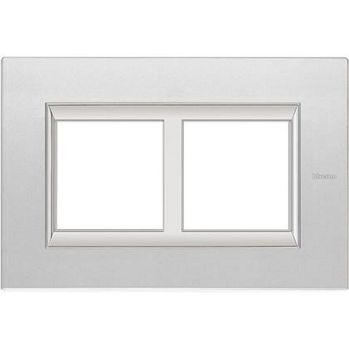 Plaque Axolute Verre 2+2 modules horiz - rénovation entraxe 57mm -Miroir dépoli-HA4832/2VSA-8012199811093-BTICINO