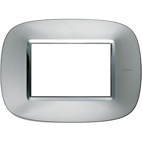 Plaque elliptique Axolute Métallisé 3 modules - Aluminium-HB4803XC-8012199760414-BTICINO