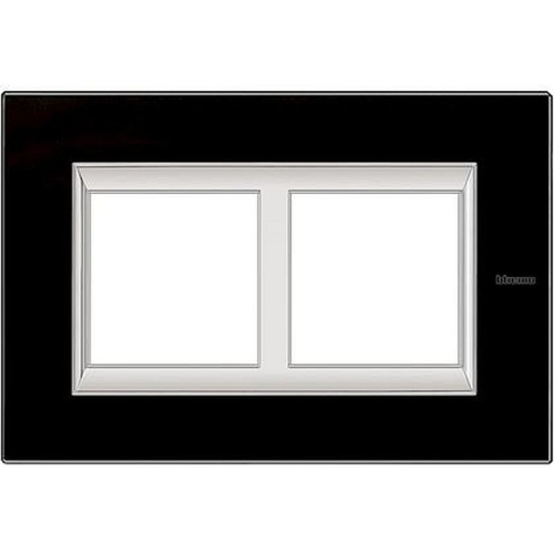 Plaque Axolute Verre 2+2 modules horiz pour rénovation entraxe 57mm -Nuit noire-HA4832/2VNN-8012199811109-BTICINO