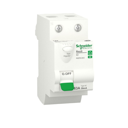 Resi9 XE - interrupteur différentiel - 2P - 63A - 30mA - Type AC - embrochable-R9ERC263-3606481100283-SCHNEIDER ELECTRIC FRANCE