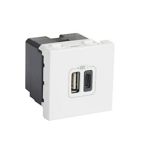 Chargeur USB Type-A + USB Type-C 3A 5V= 15W Mosaic 2 modules 230V - blanc-077592-3414971003347-LEGRAND